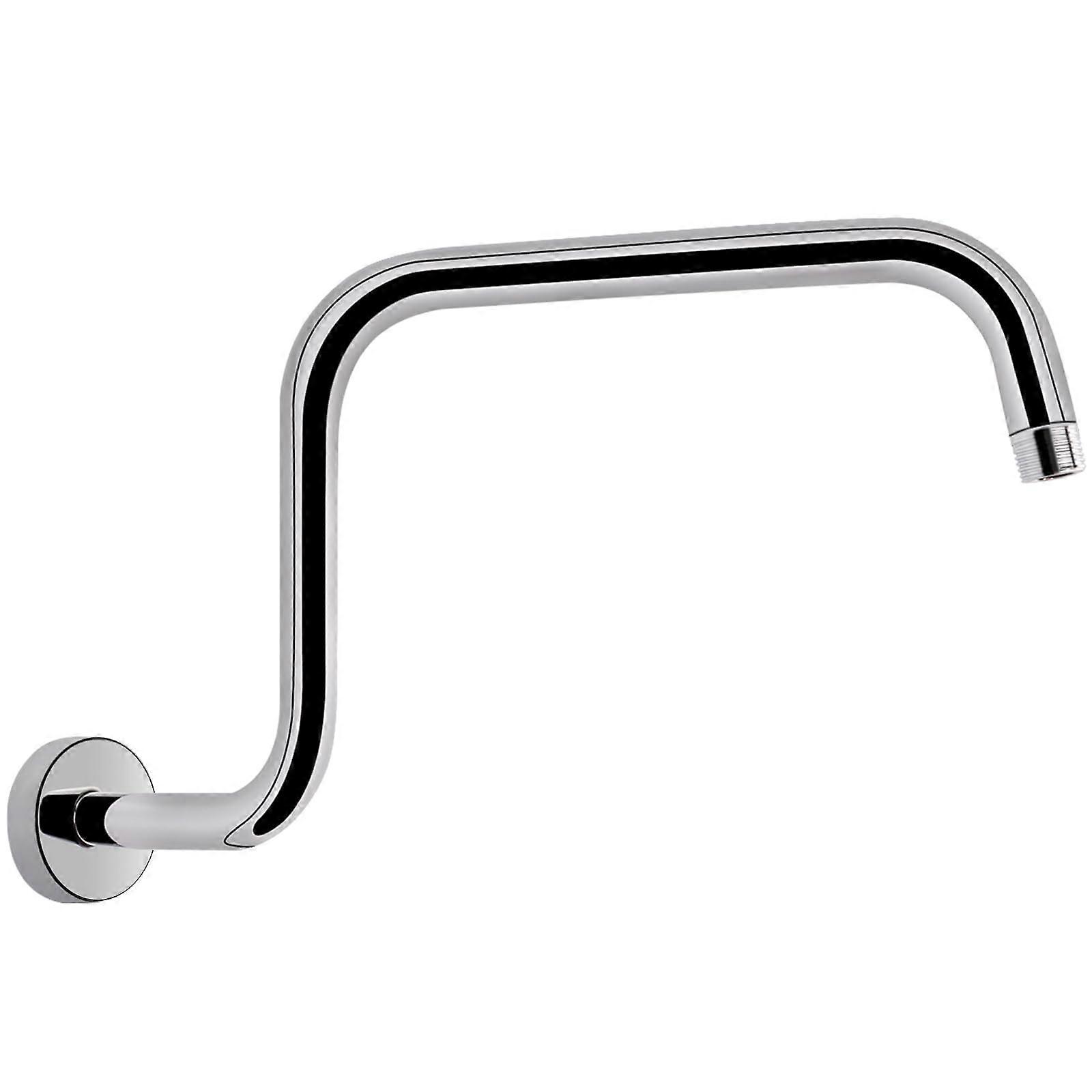 S Shaped Shower Arm High Rise Extension Pipe Standard 1/2 Inch Connection with Flange for Adjustable Shower Heads