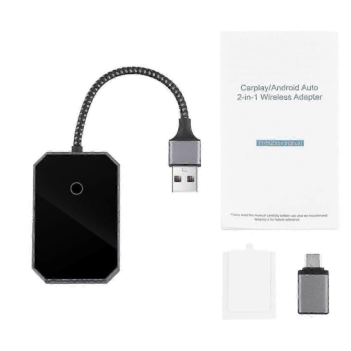 2 in 1 Wireless Carplay Adapter Carplay Car Wired to Wireless Carplay Box Wired Auto to Wireless Au