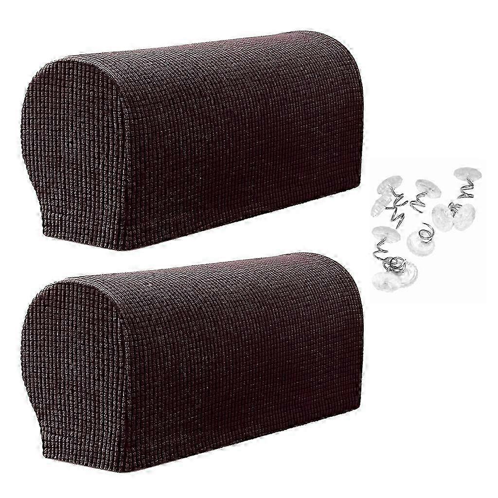 Set of 2 Non-Slip Elastic Sofa Arm Covers, Stretchable Protector for Furniture, Pet Proof Slipcovers