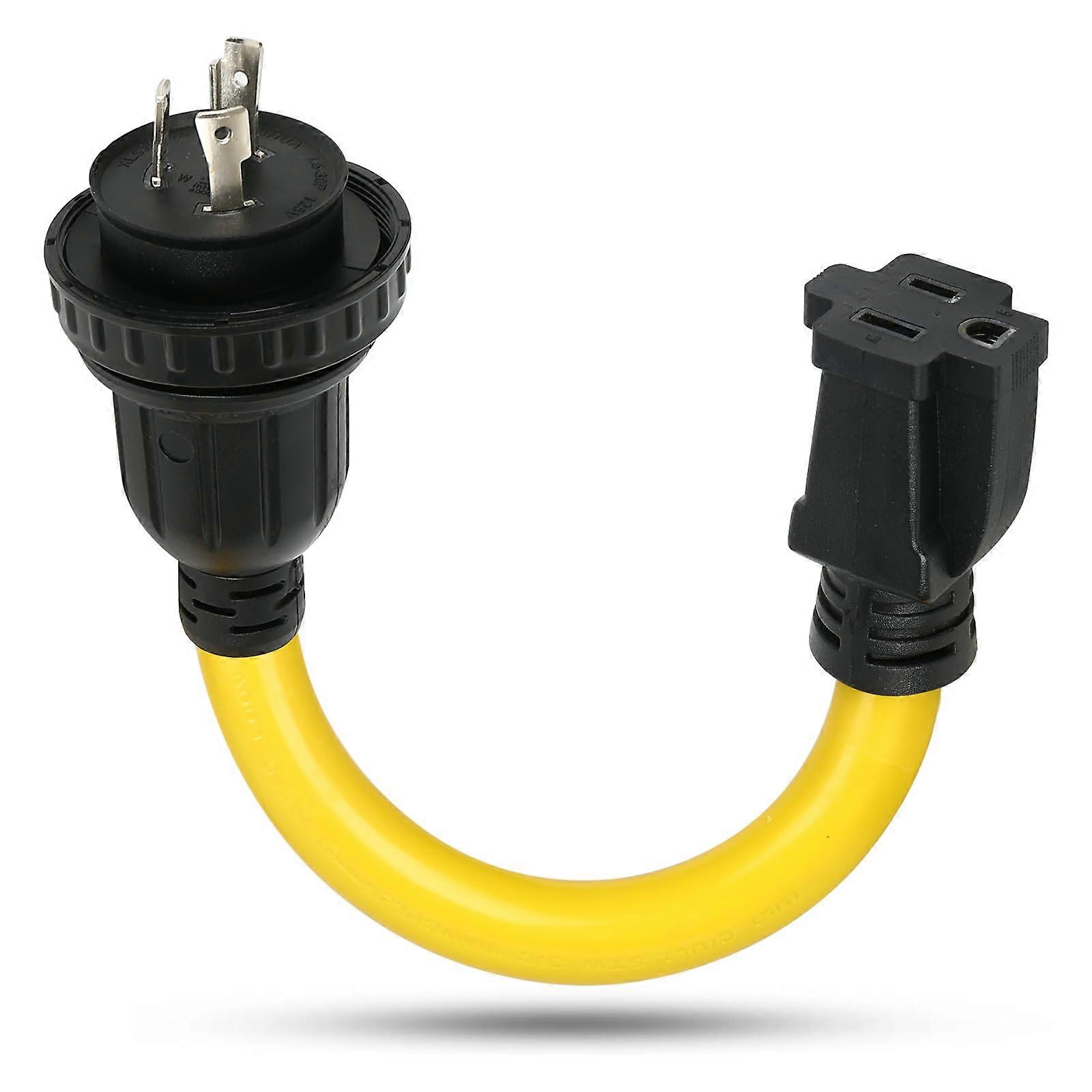 NEMA L530P to 515R RV Pigtail Shore Power, 30A Male Twist Lock L530 Plug to 15A Receptacle