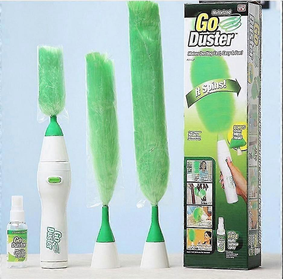 Electric Go Duster Dust Multi Function Motorized Spins Cleaning Tool Feather New