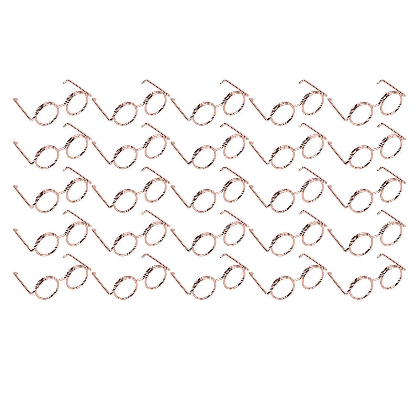 25Pcs Paper Clips Rustproof Electroplating Process Fadeless Mini Glasses Shape Paper Clips with Clear Box for OfficeRose Gold