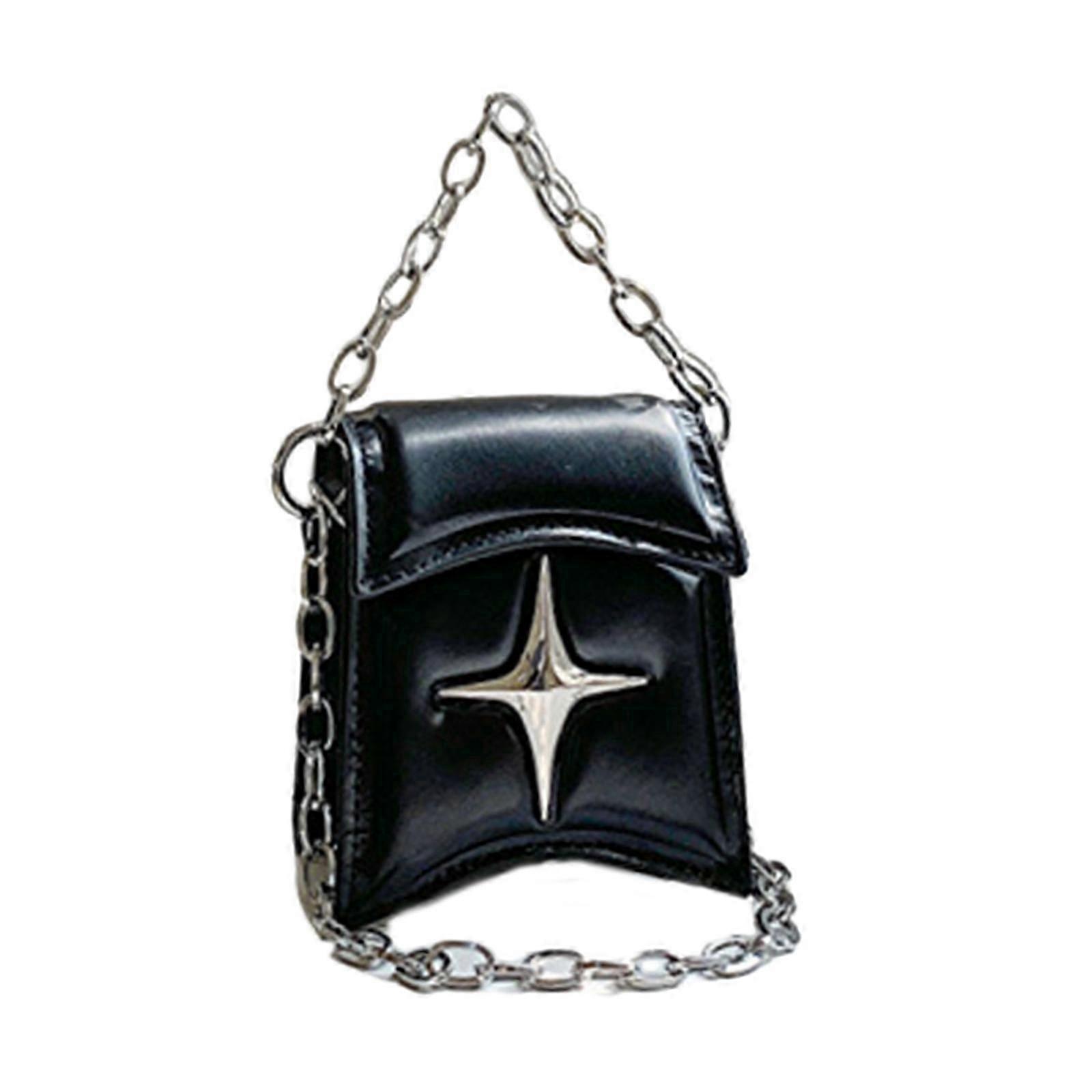 Mode Casual Tasker PU Taske Skuldertaske Dame Pung Til Kvinder Pige Multitasker Crossbody Stjerne Koblinger Fritidstaske Sort