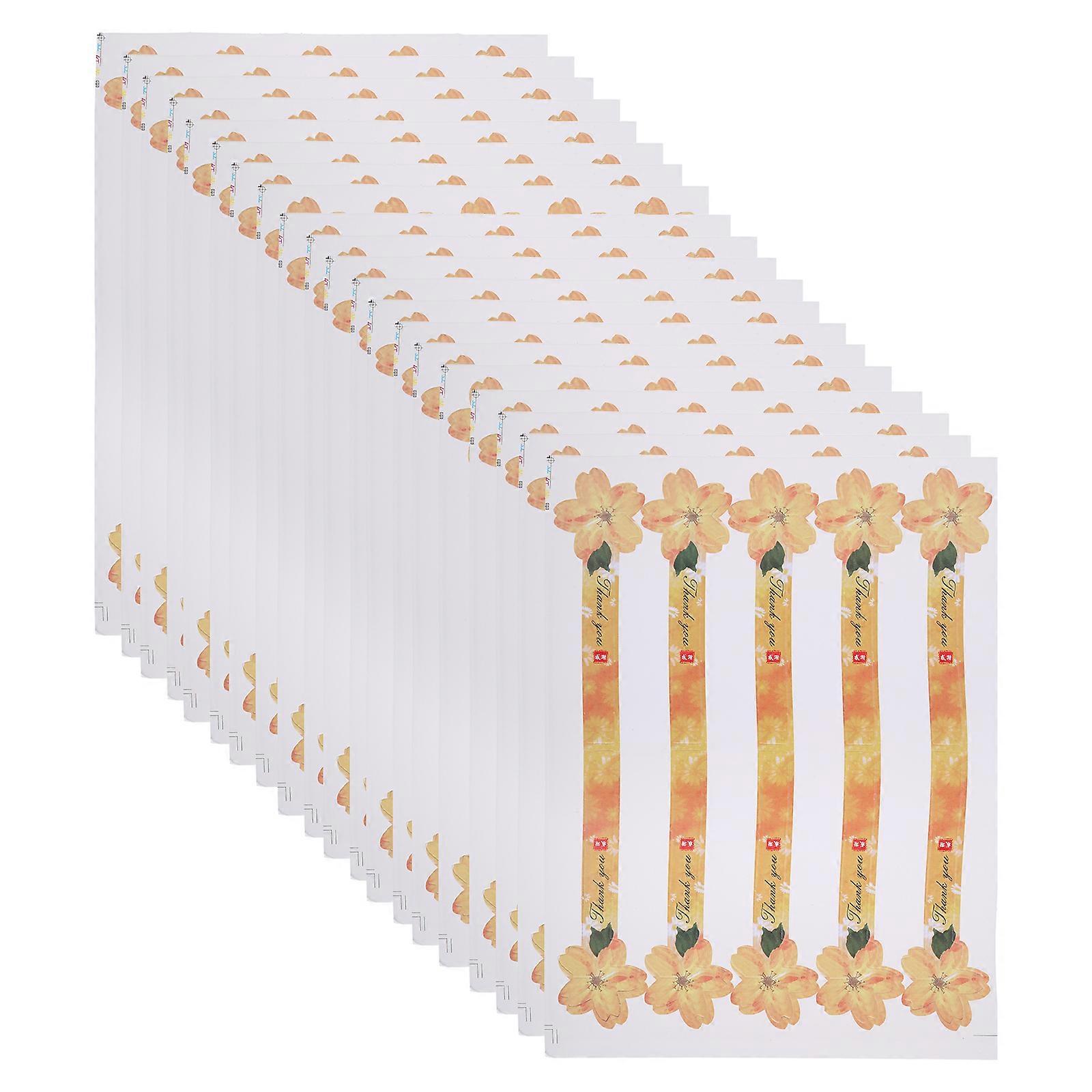 100 Pairs Mooncake Boxes Decor Labels Stickers Long Style  Yolk Crisp Container Adhesive Sticker for DIY Cakes  Yellow