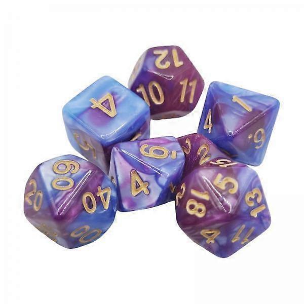 5x 7Pcs Polyhedral Dice Set for Family Events and Educational Use, Light Blue