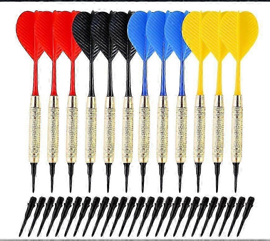 Red Yellow Blue Black Plastic Tip, Electronic Dartboard Darts, 12 Soft Tip Darts for Electronic Dartboard, 18 Grams Dart, with 100 Tips