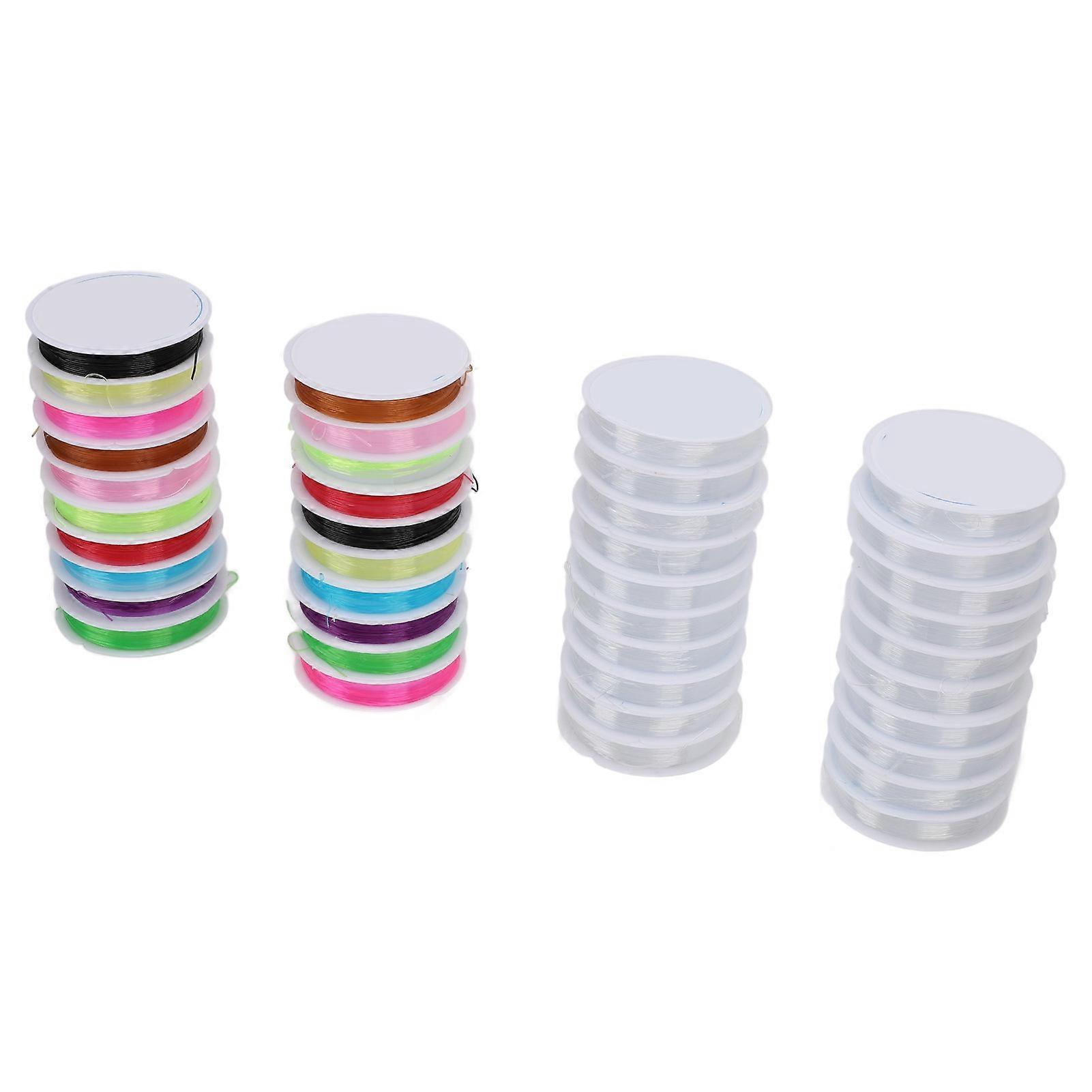 0.8mm Elastic Stretch Thread 40 Rolls Elastic Bead Cord Transparent and Colorful Bead String for Jewelry Making Supply DIY Necklace Bracelet 