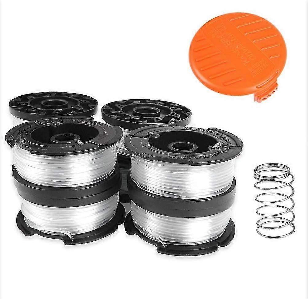 8 X Thread Spools For Black+decker Strimmer, Nylon Threads 9 M 1.6 Mm Thread Diameter With Spool Cover And Spring