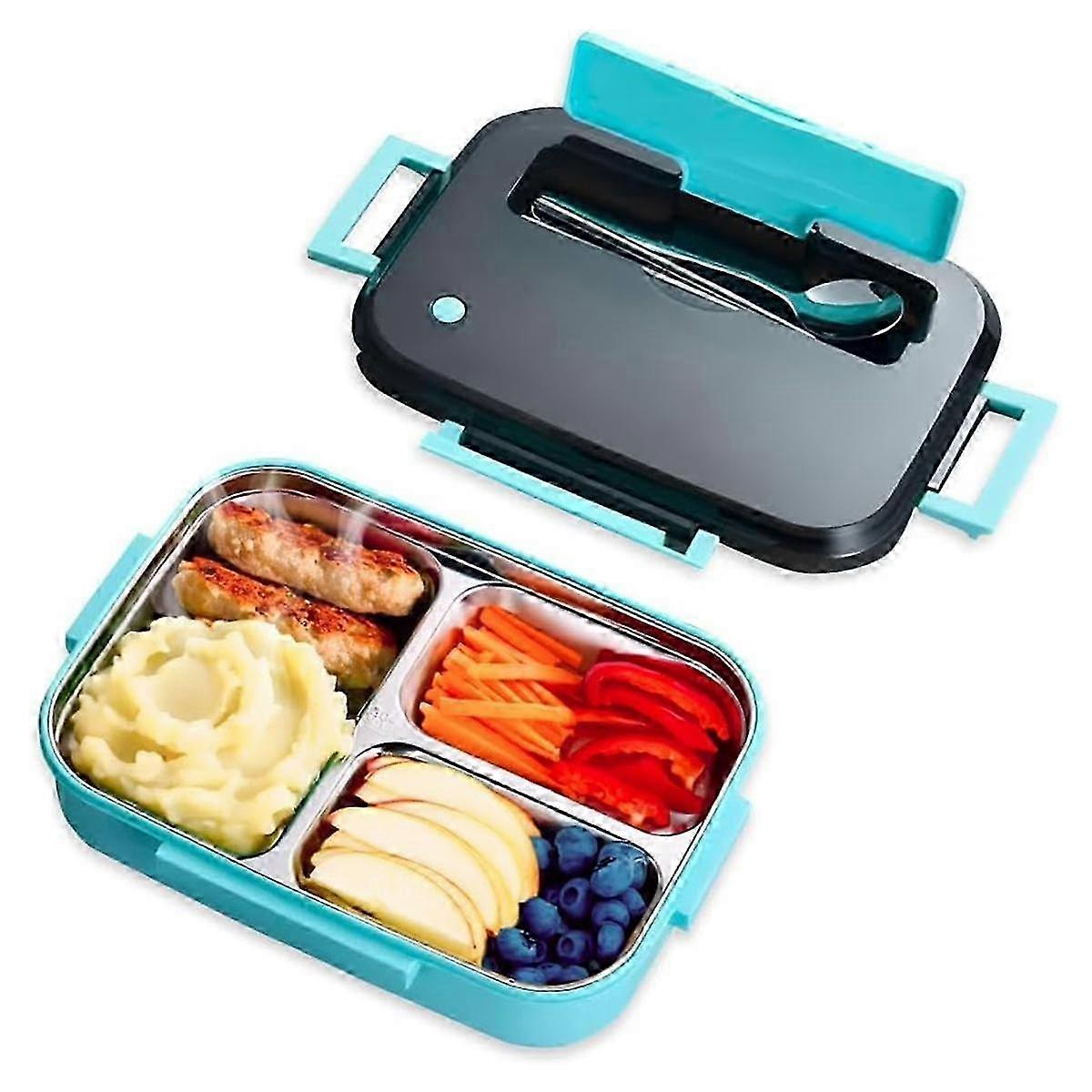 Bento Box Lunch Container, Bento Box Comes with Tableware, Metal Makes It is Freezer and Dishwasher Safe--Blue