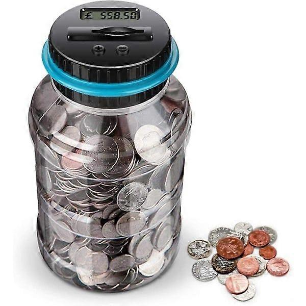 Piggy Bank, 1.8L Digital Piggy Bank with LCD Screen and Large Capacity, Automatic Coin Counting Box Piggy Bank as Gift