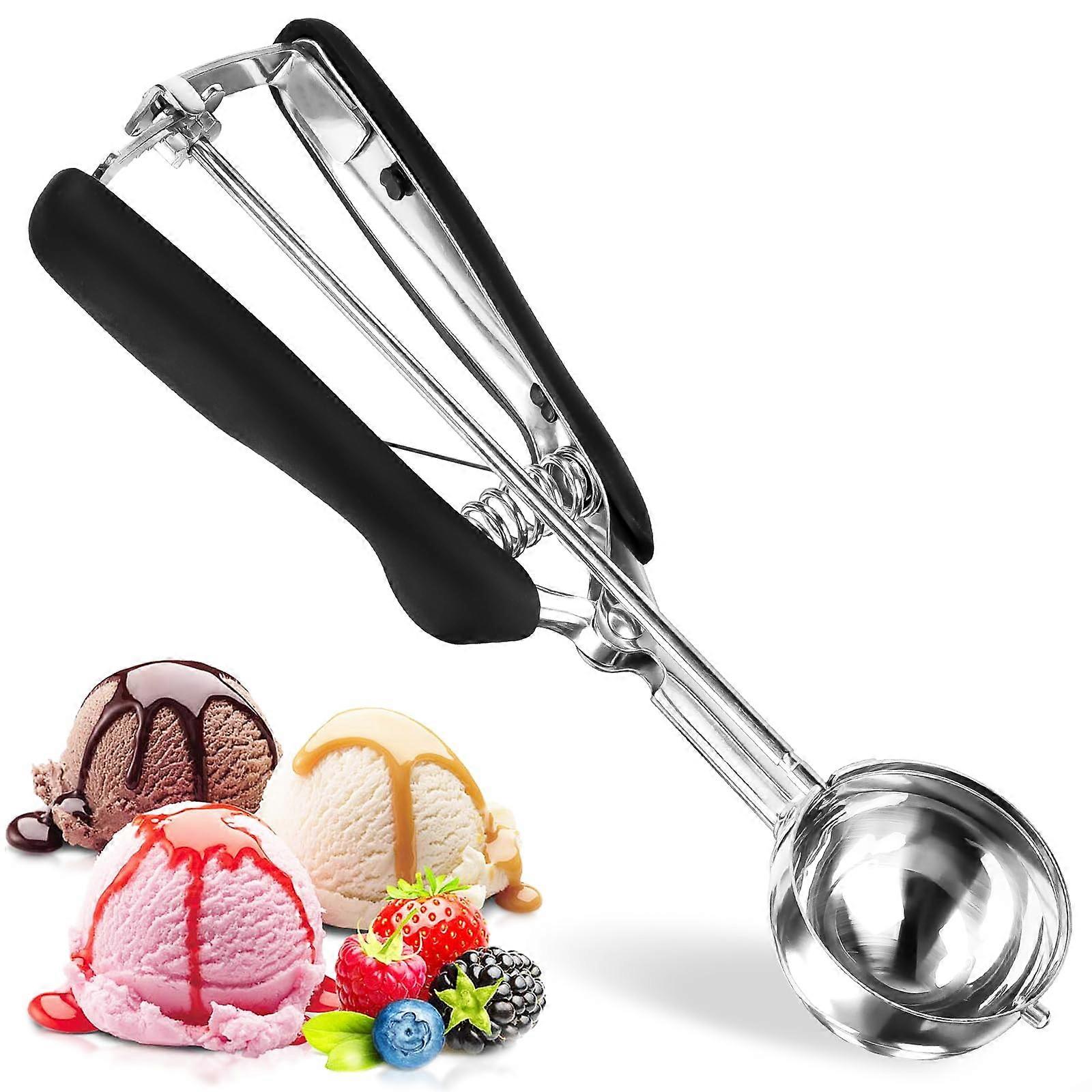 Stainless Steel Ice Cream Scoop 5 cm, Ice Cream Scoop with Trigger and Comfortable Handle for Ice Cream Ball, Cake, Pulp, Dough and Rice Balls etc