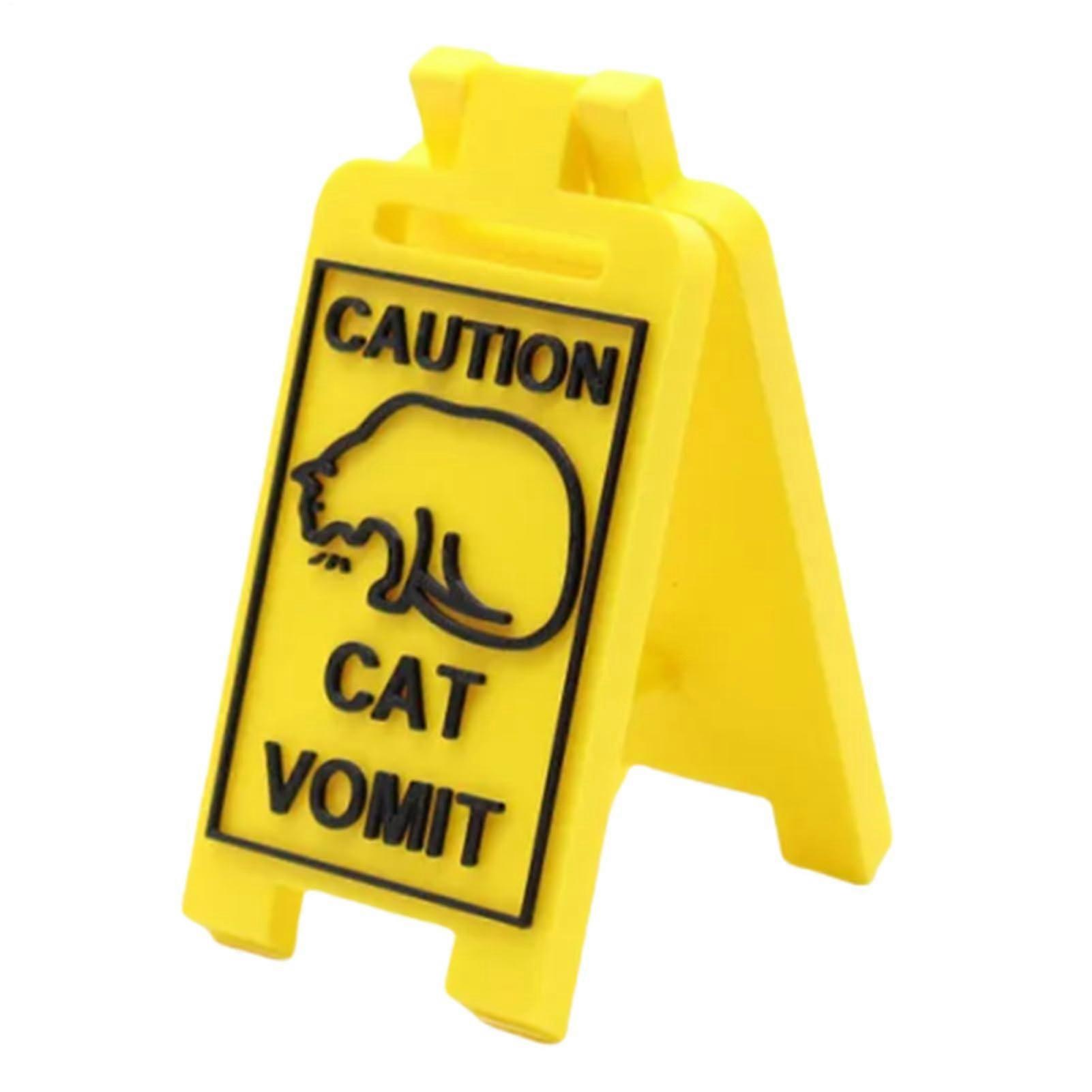 Cat Warning Sign - Funny Pet Decor 3D Printed Design, Lightweight Yellow Material, 3.94 x 1.77 Inches, Prank Gift for Pet Lovers