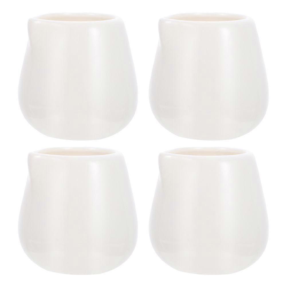 4pcs pots à lait en céramique Tasses à sauce de cuisine Tasses à lait pour le petit-déjeuner Pots à sauce (blanc)
