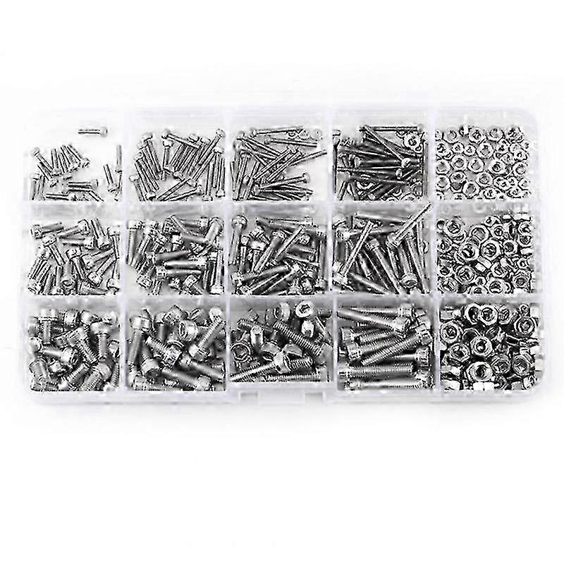 480pcs M2 Hex Socket Screws Set Stainless Steel Hex Socket Cap Head Nuts Repair Tool