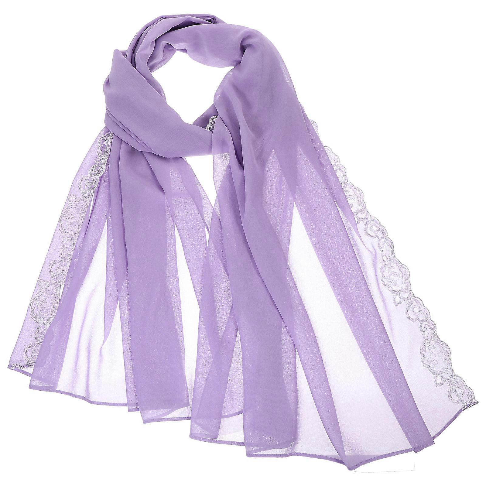 Lace Trim Pearl Chiffon Scarf for Women – Lightweight, Versatile Shawl for Everyday Wear, Fashionable and Durable Design