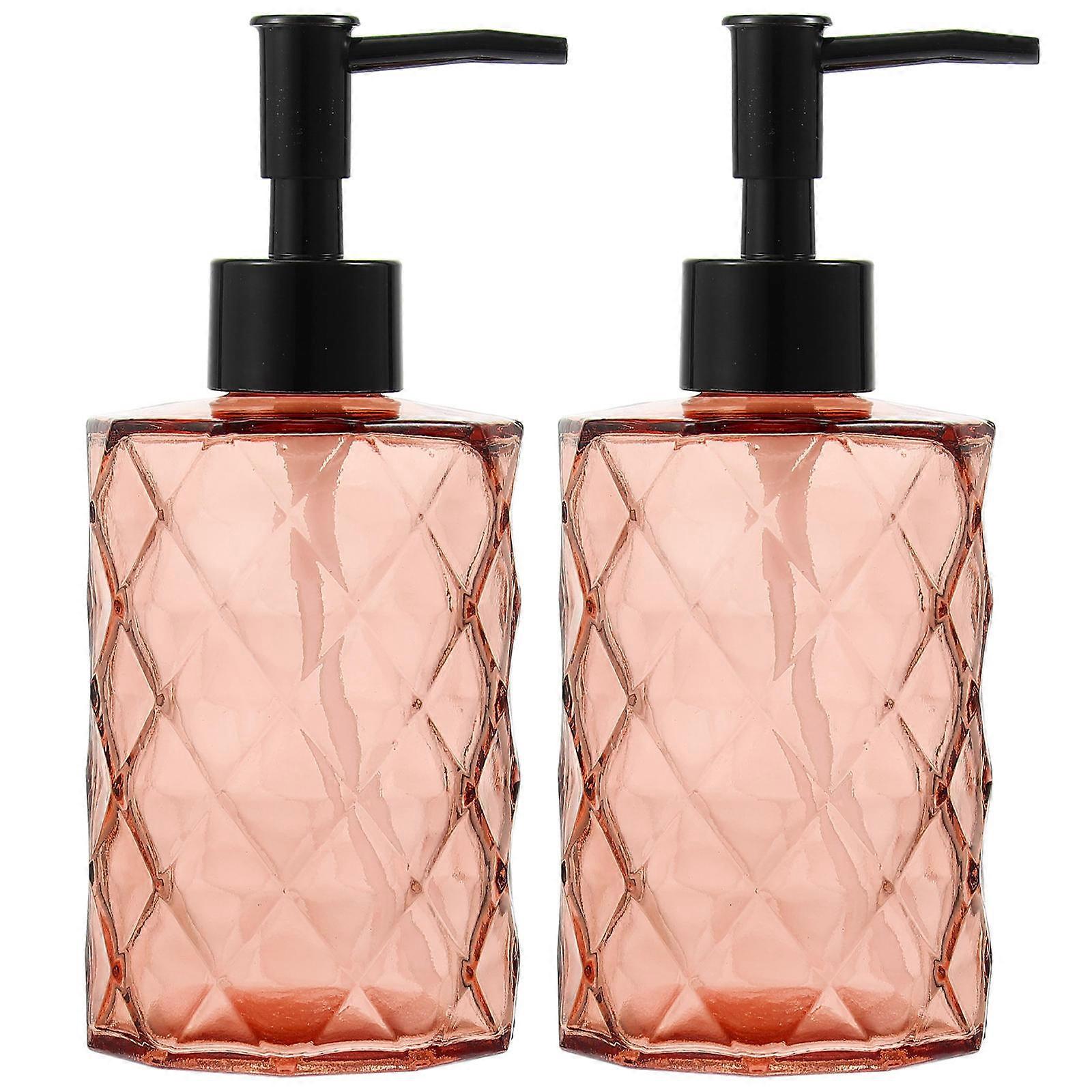 2pcs Glass Pump Bottles Refillable Hand Soap Containers Durable Ergonomic Design for Bathroom Kitchen Home Travel Use