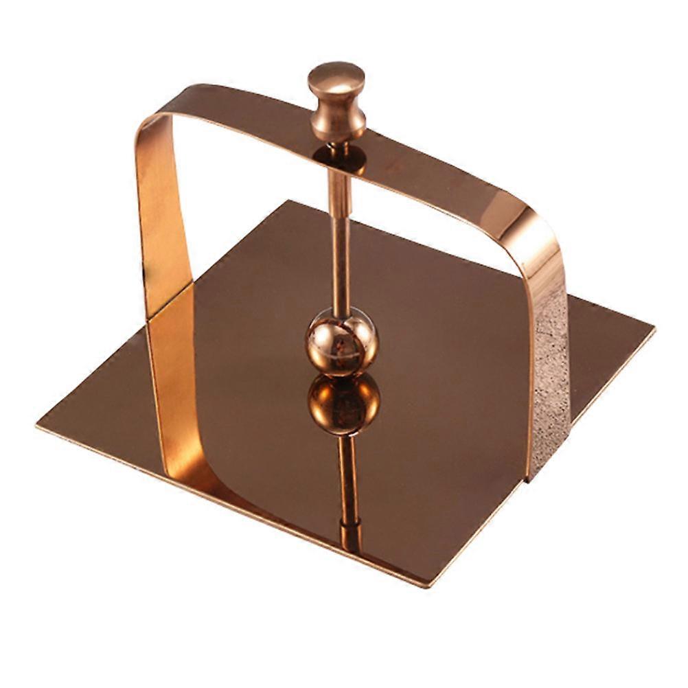 Stainless Steel Napkin Holder for Home Use Bright Golden Color Square Design 1 Pc
