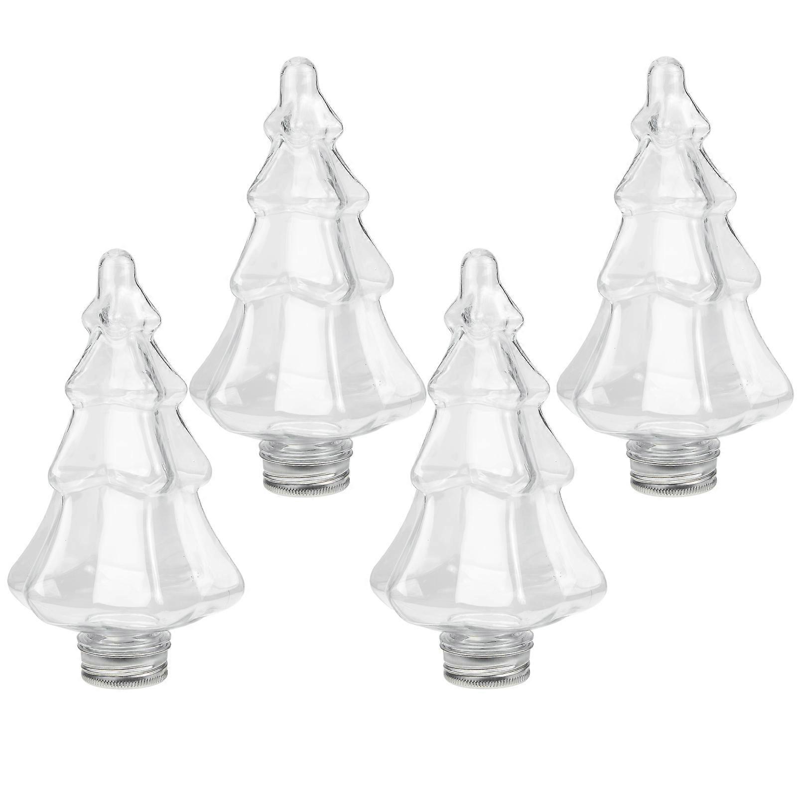 Shaped Bottle Plastic Juice Bottle Christmas Tree Portable Leak-Proof 4Set