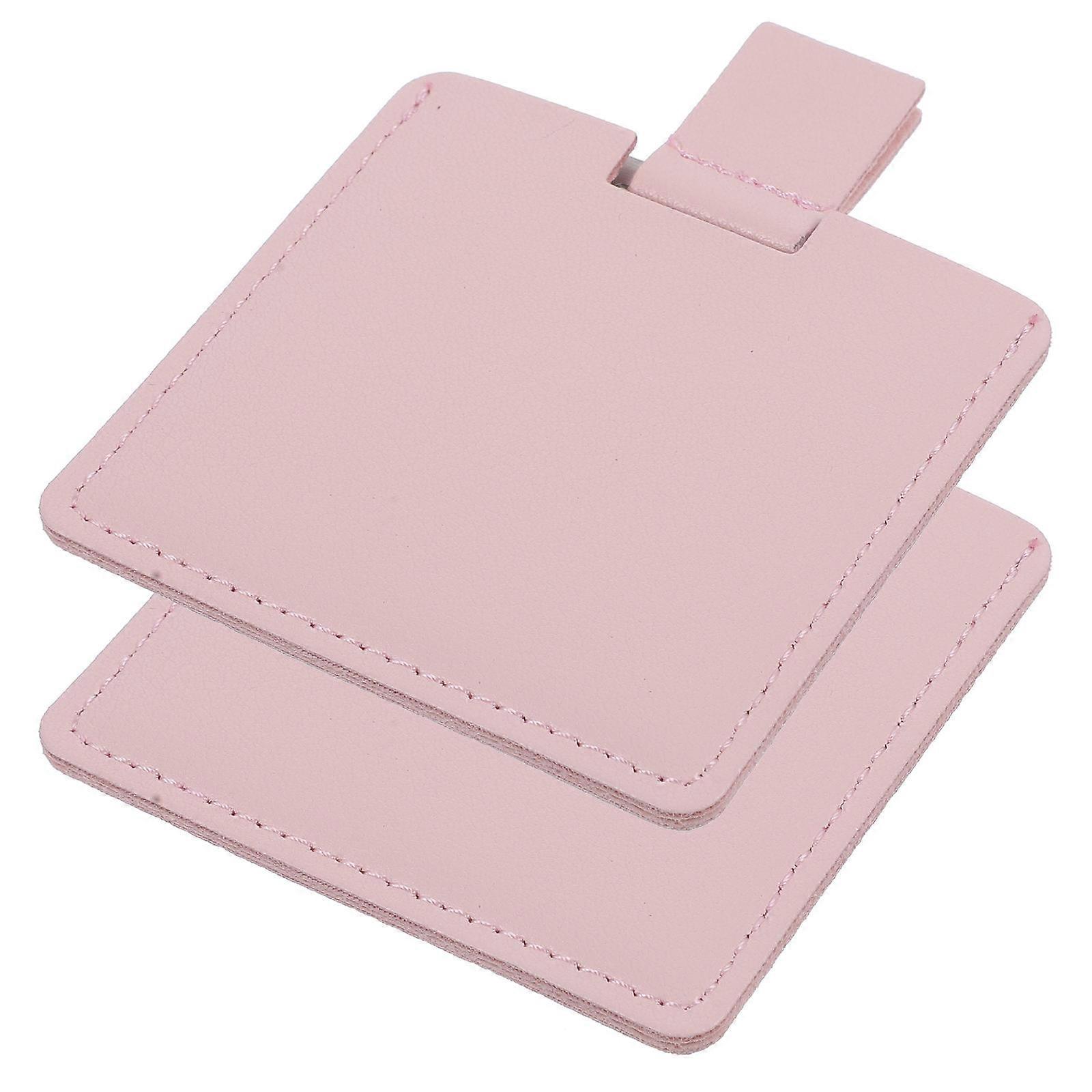 Pink Portable Makeup Mirror for Manicure Use Stylish Composite Material Handbag Accessory 7 Inch