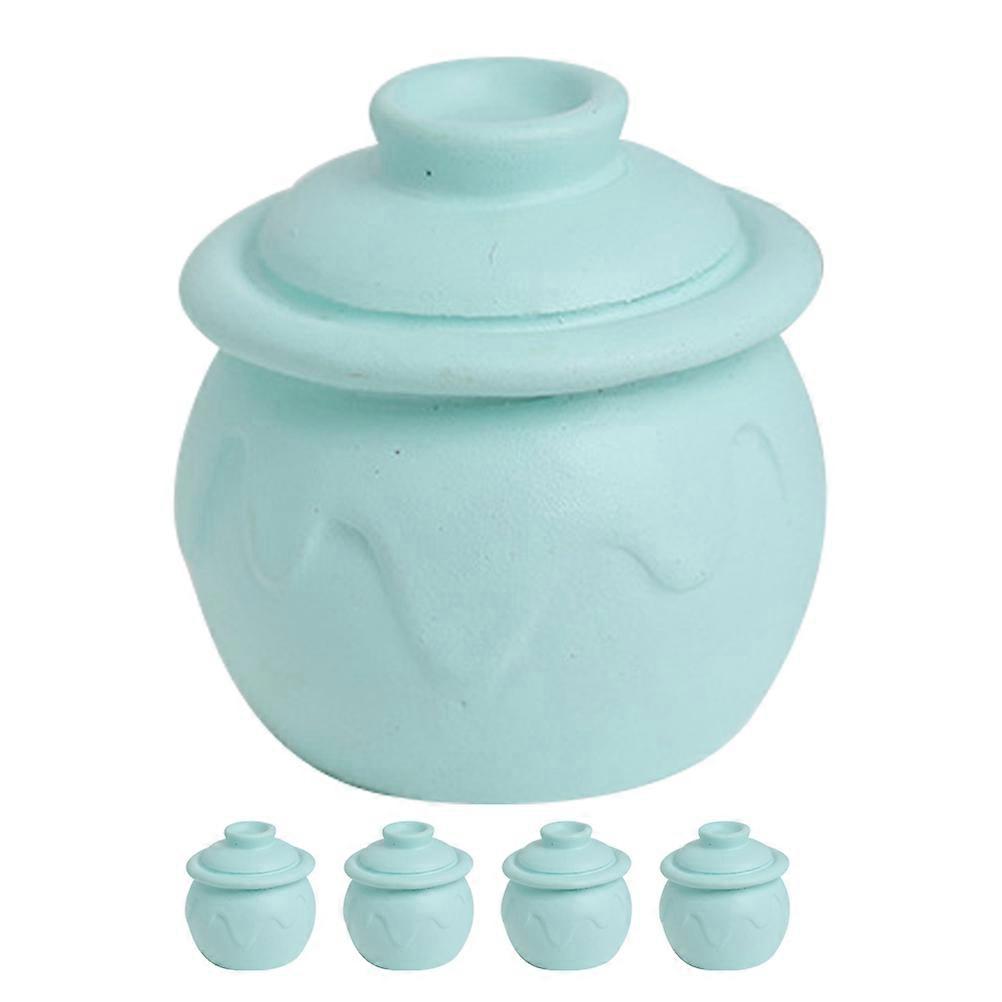 Mini Decor Jar Mini Pickle Jar Model Micro Landscape Vinyl Material Round Shape 5Pcs