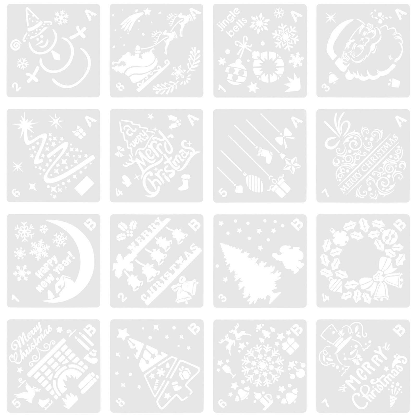 Drawing Stencils Reusable Stencils For Painting Art Projects Square Black Pattern Creation DIY Accessories 16Pack