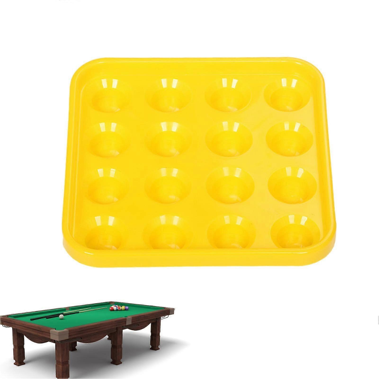 Billiard Ball Holder Rack for 16 Balls, Snooker Storage Tray Organizer for Pool Tables Yellow