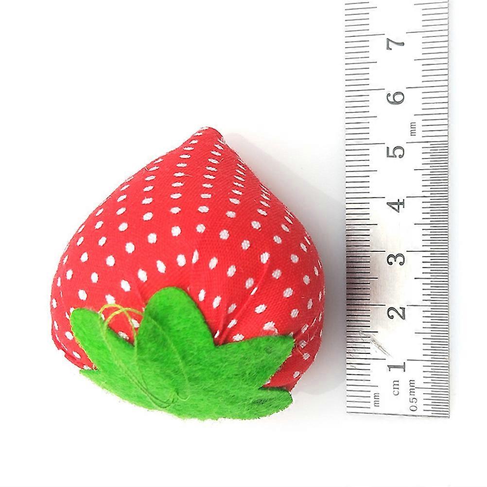 Sewing Tool Holder Pin Cushion Diy Handcraft Strawberry Shaped Needle Holder Red 5.00x4.00x3.00cm 10Pcs