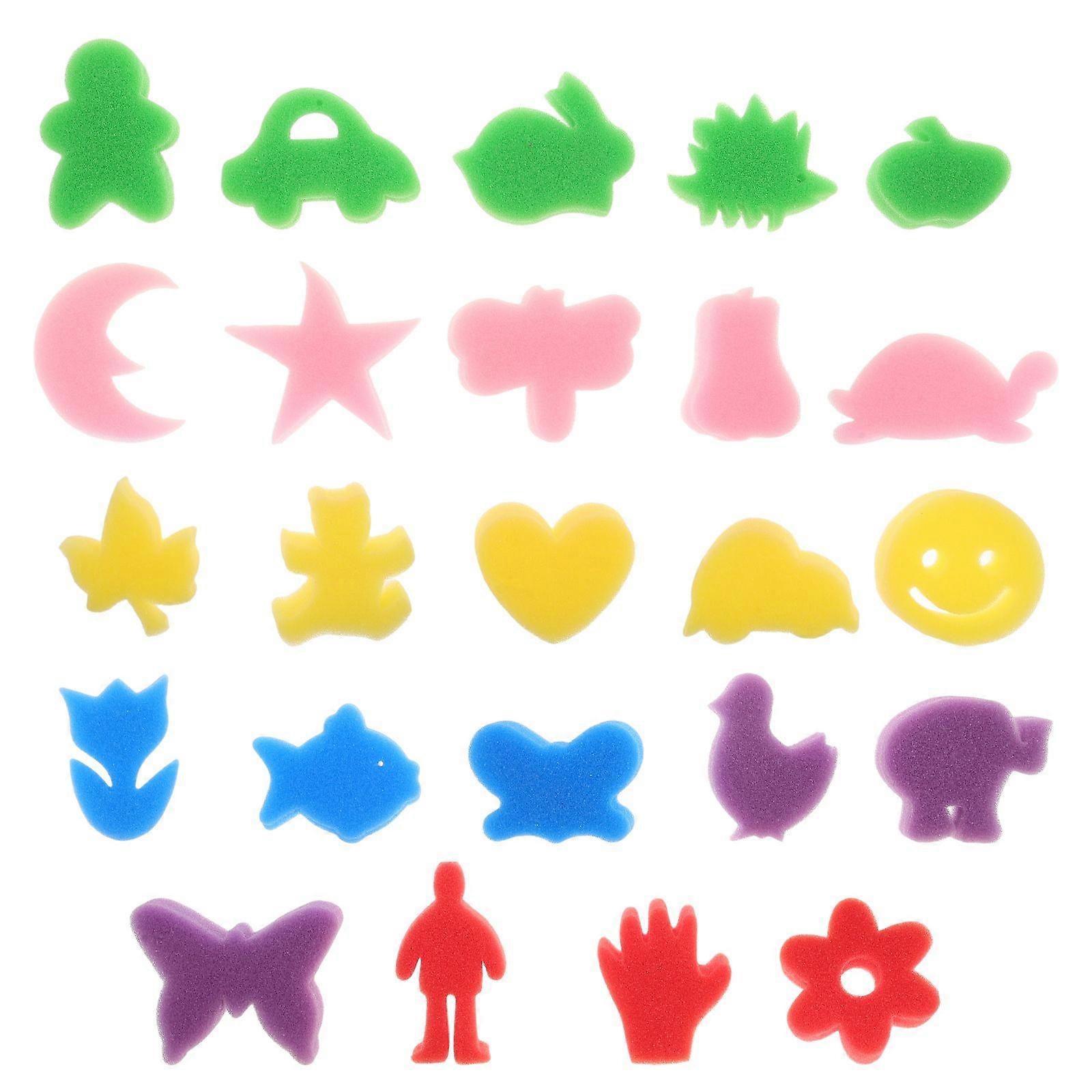 Set of 24pcs Colorful Different Shaped Painting Sponge DIY Graffiti Stamp (Random Color)