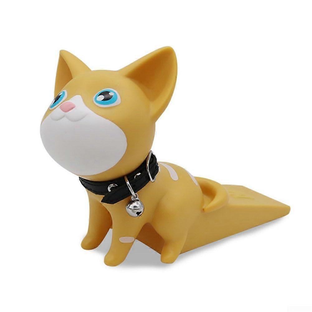 Door Stop Cat Design with Rotating Head, Self-Adhesive Floor Holder, No Drilling Wall Protection for Bedroom and Bathroom (D)