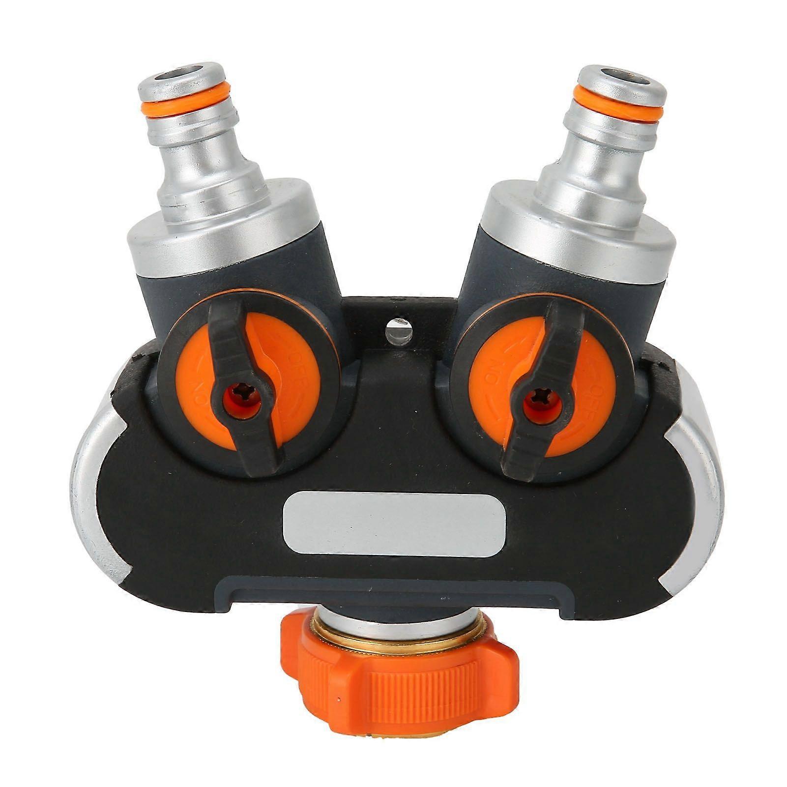 2 Way Hose Splitter with Valve Garden Irrigation Faucet Connector Adapter Accessory