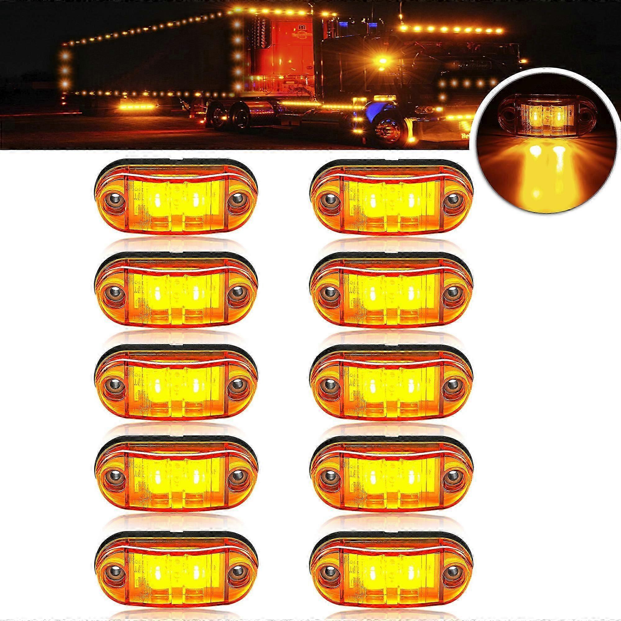 10pcs Neue Verbesserte 12V-24V Universal LED Vorne Hinten Seite Blinker Markierungsleuchte Glühbirne Für LKW Wohnmobil Auto Bus Trailer Van Caravan Boot - Bernstein / Rot / Weiß