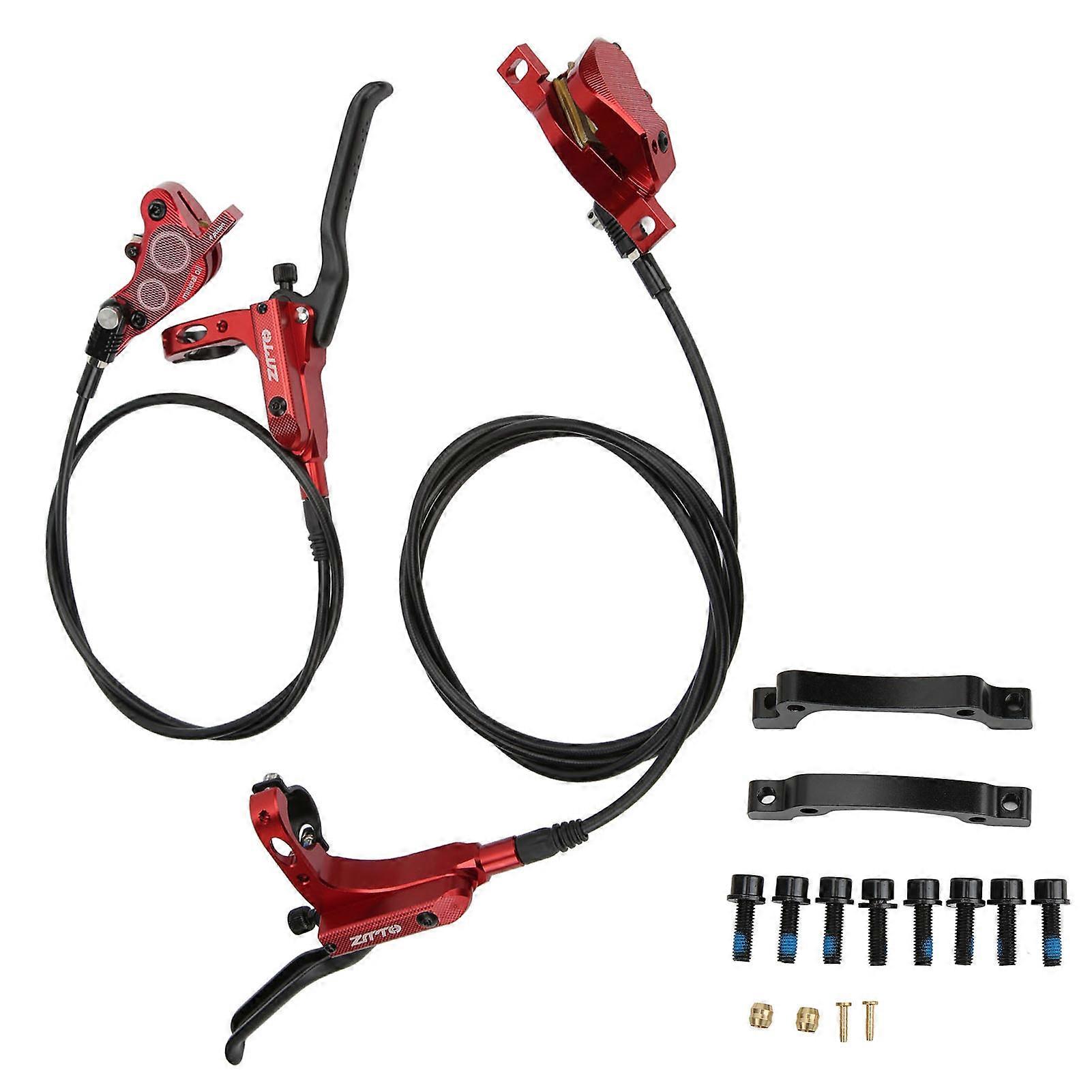 ZTTO MTB Bike 4 Piston Front Rear Hydraulic Disc Brake MTB CNC Bilateral Oil Brake Red