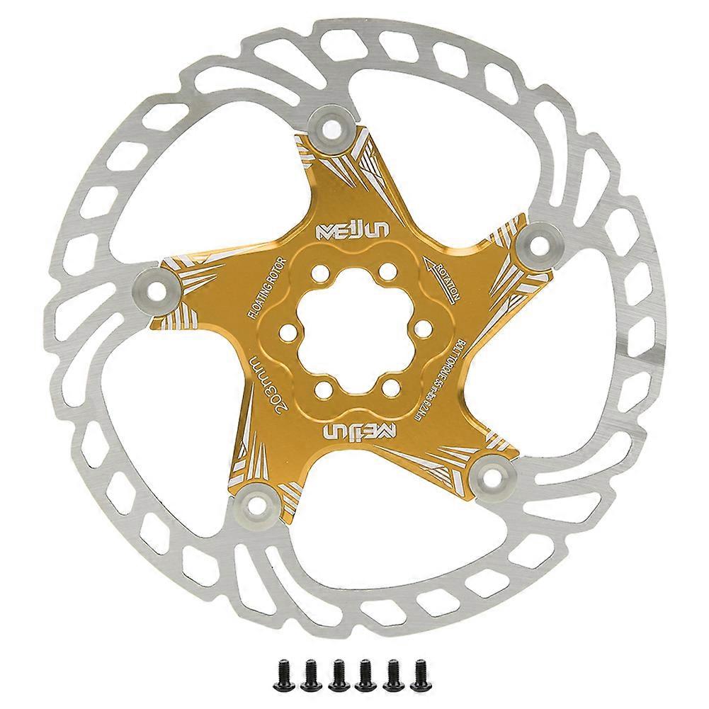 Disque de frein à disque à cinq clous en métal de qualité pour VTT, 203 mm, doré