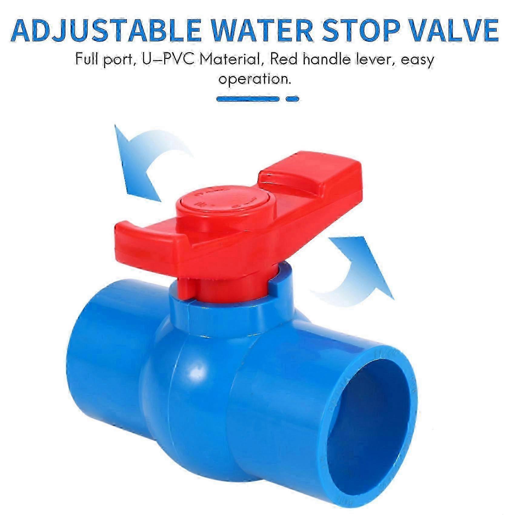 40mm x 40mm Full Port Lever U-PVC Ball Valve with Red Handle for Various Applications