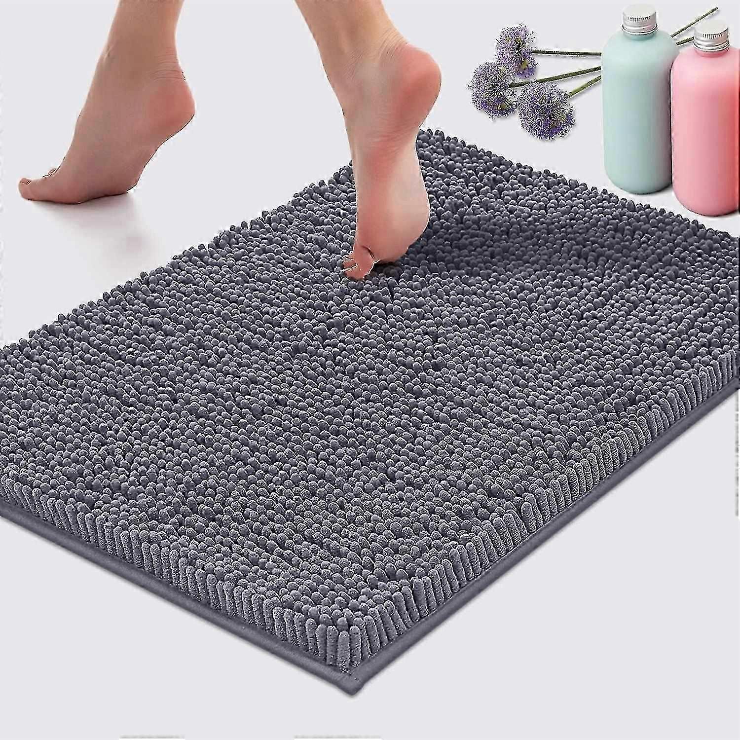 Bath Mat-Extra-Soft Plush Bath Shower Bathroom Rug, 1' Chenille Microfiber Material, Super Absorbent
