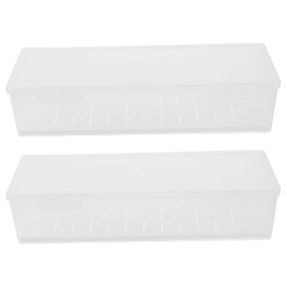 Plastic Bread Storage Box Fridge Container For Kitchen Organization Draining 2Pcs