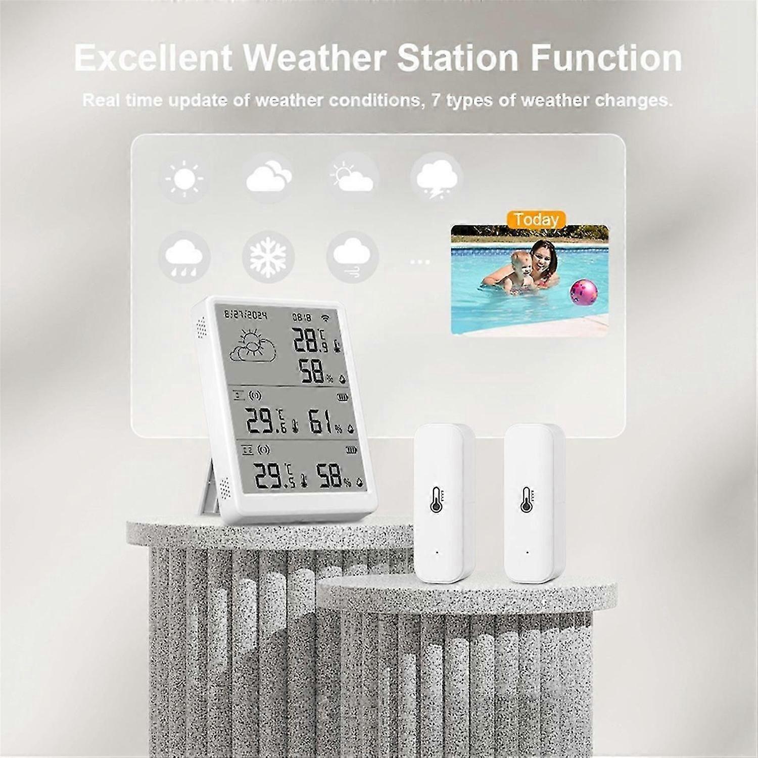 Tuya WiFi+RF433 Temperature Humidity Sensor Weather Station Display Monitor Thermometer Hygrometer S