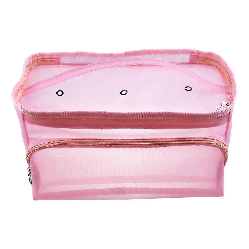 Mesh Toy Storage Bags Pink With Three Holes For Girls Home Organization 1Set