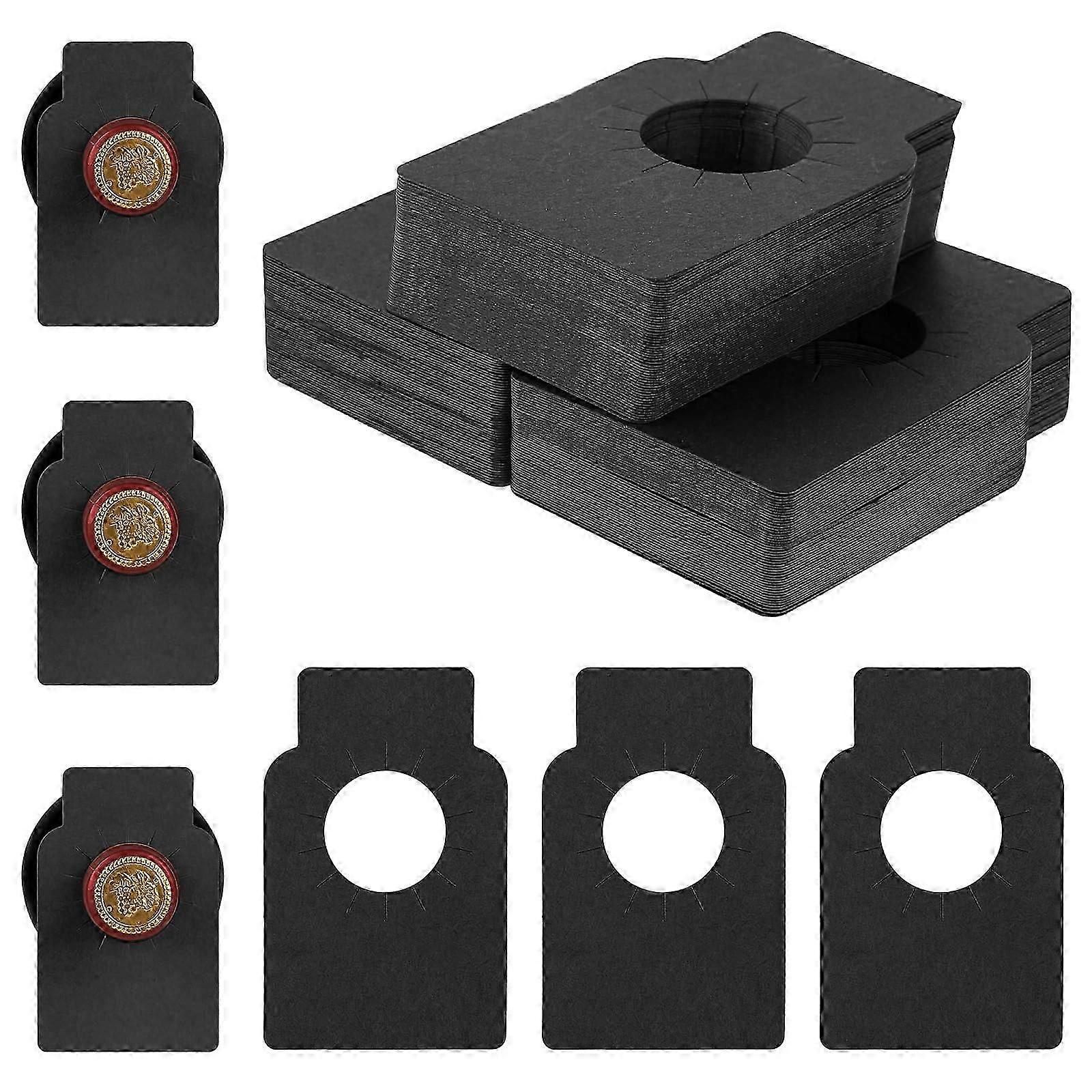 セラーコレクション用300パッククラフトワインボトルタグ、シャンパン用使い捨て黒紙ラベル(5.7 * 8.9cm)(PrettyJ)