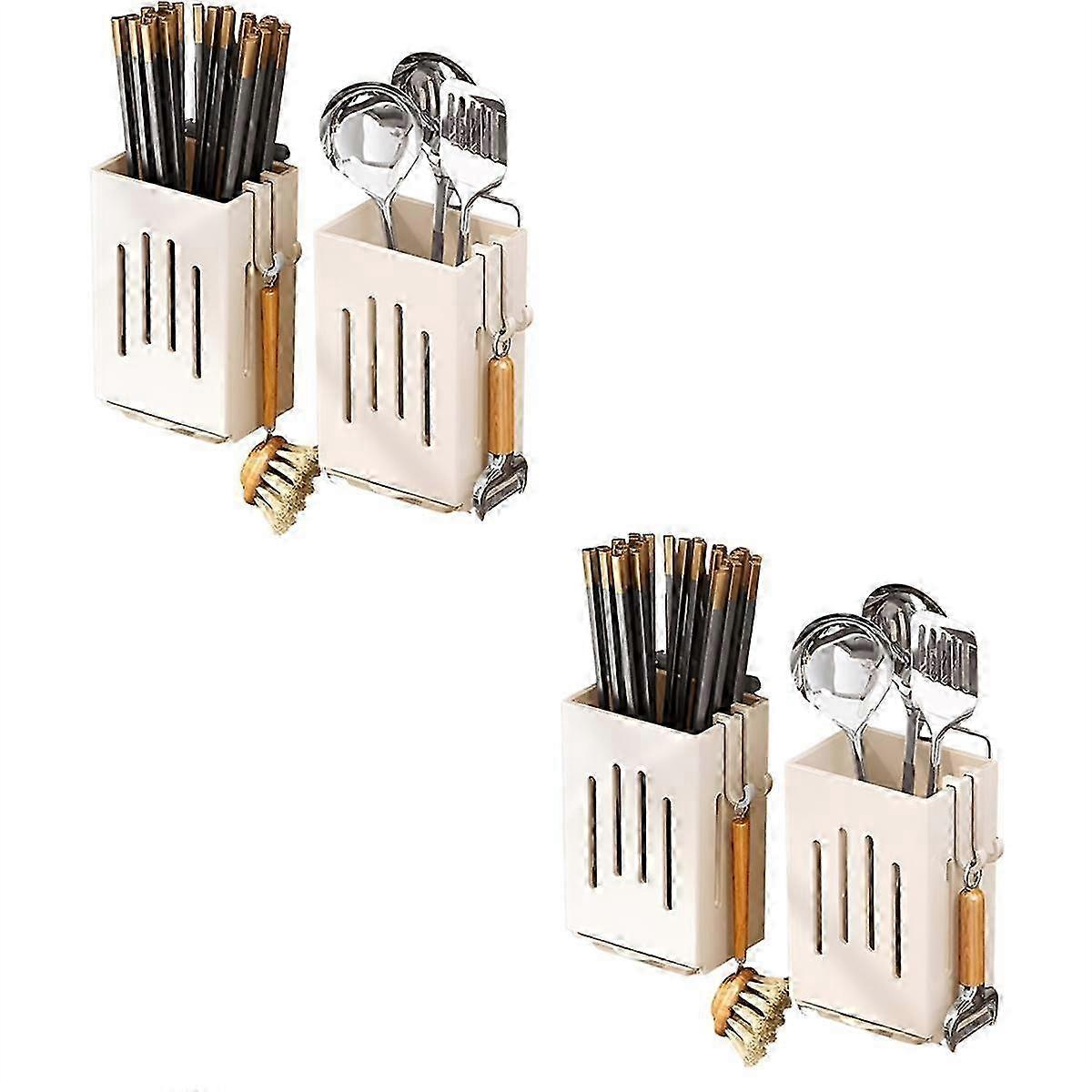 Multi-Function Kitchen Cutlery Holder, Wall-Mounted Spoon and Fork Organizer