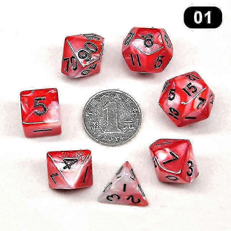 7pcs Glossy Colorful Solid Polyhedral Dice Set with Numbers for Role Playing