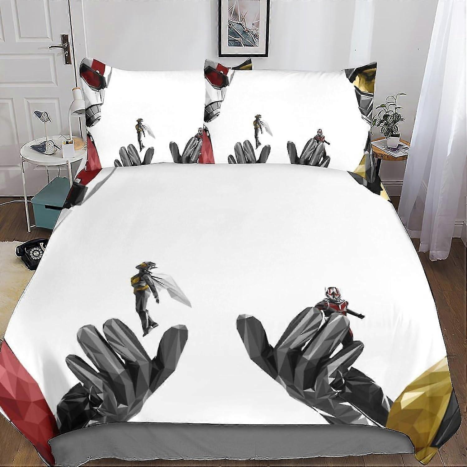 Duvet Set Bedding Inspired by Ant-Man and The Wasp, 3 Piece Easy Care Cover with Pillow Cases and Zipper Closure, Soft Microfiber