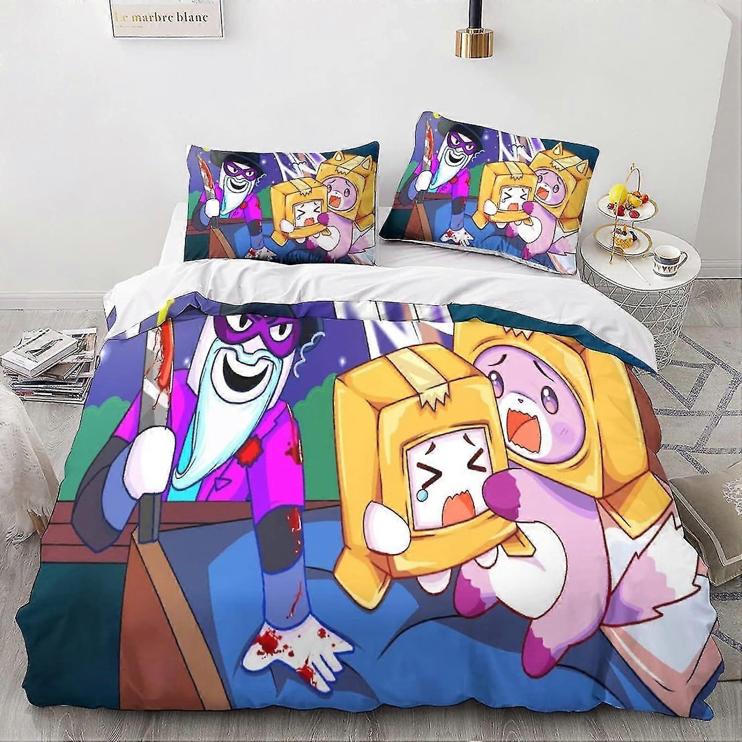 Conjuntos de capa de edredom compatíveis com certas marcas - Conjunto de cama de animação de capa de edredão 3D para crianças Conjunto de 3 peças com fecho de zíper Microfone macio