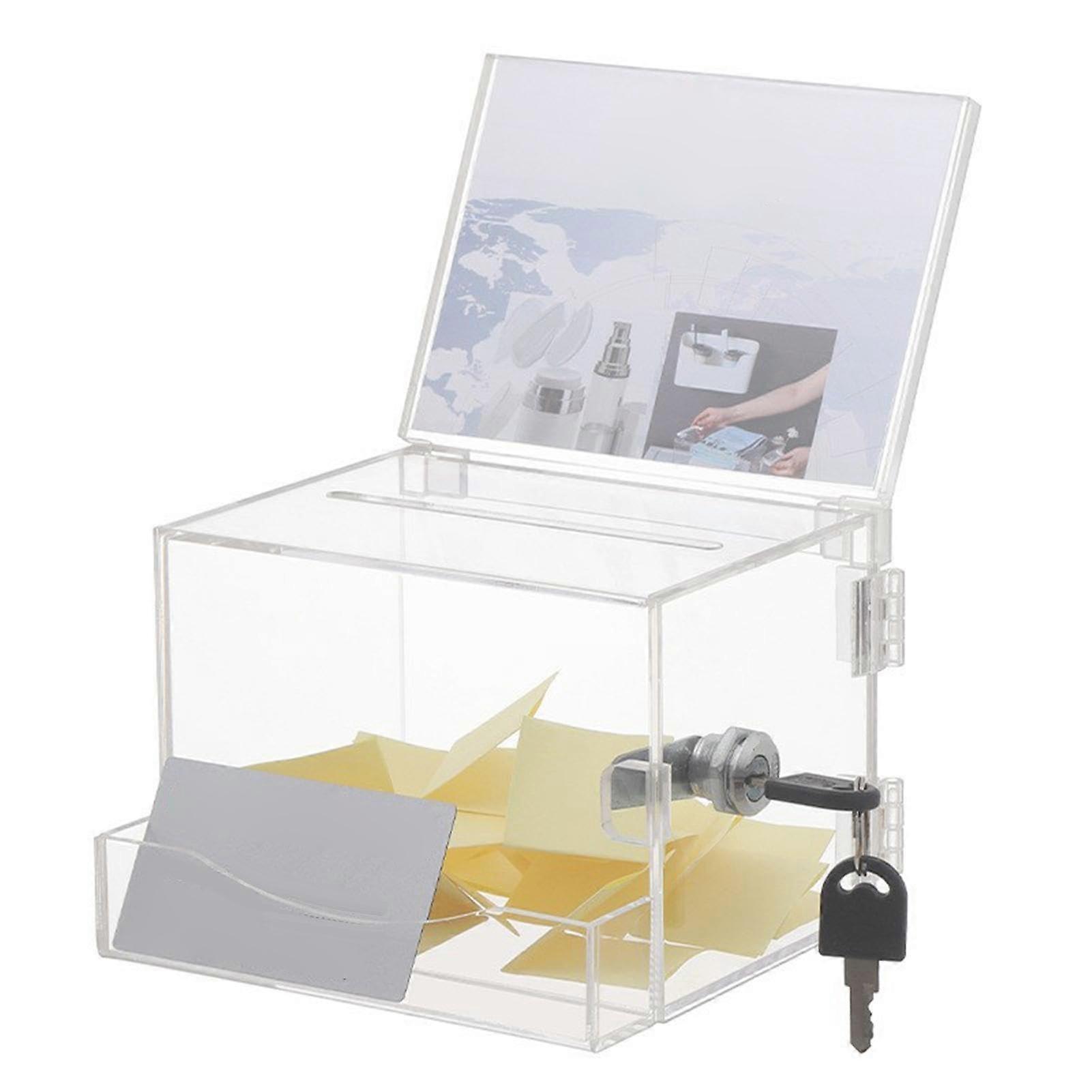 Fundraising Donation Boxes, Clear Acrylic Box with Lock, Transparent Box, Tombola Ticket Box