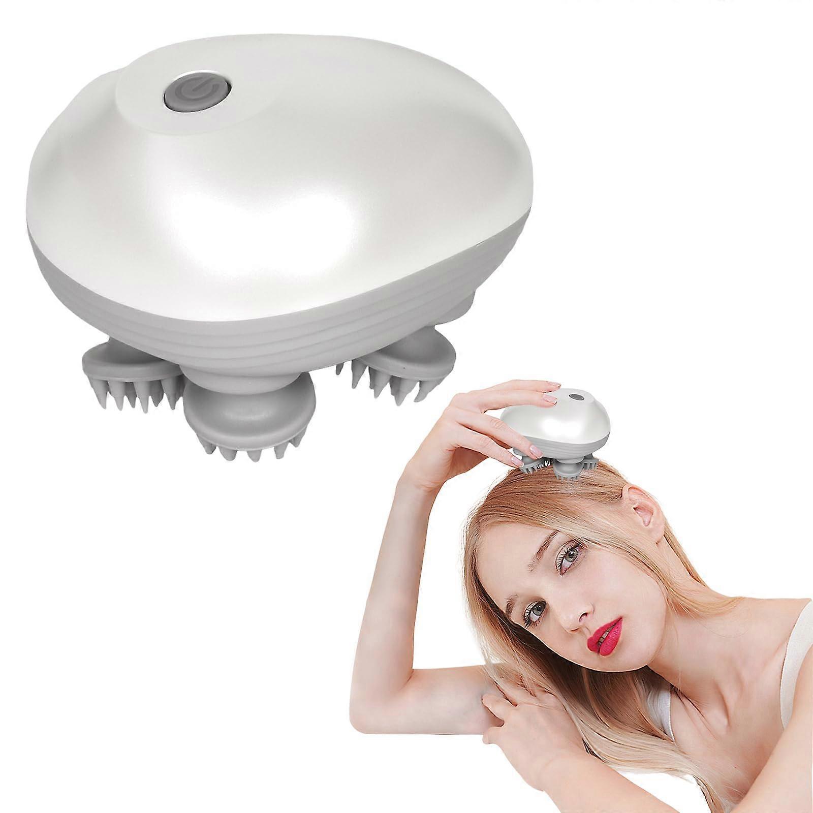Scalp Massage Brush Electric Head Massager Waterproof Portable USB Rechargeable 3 Modes Silver for Deep Cleansing and Relaxation