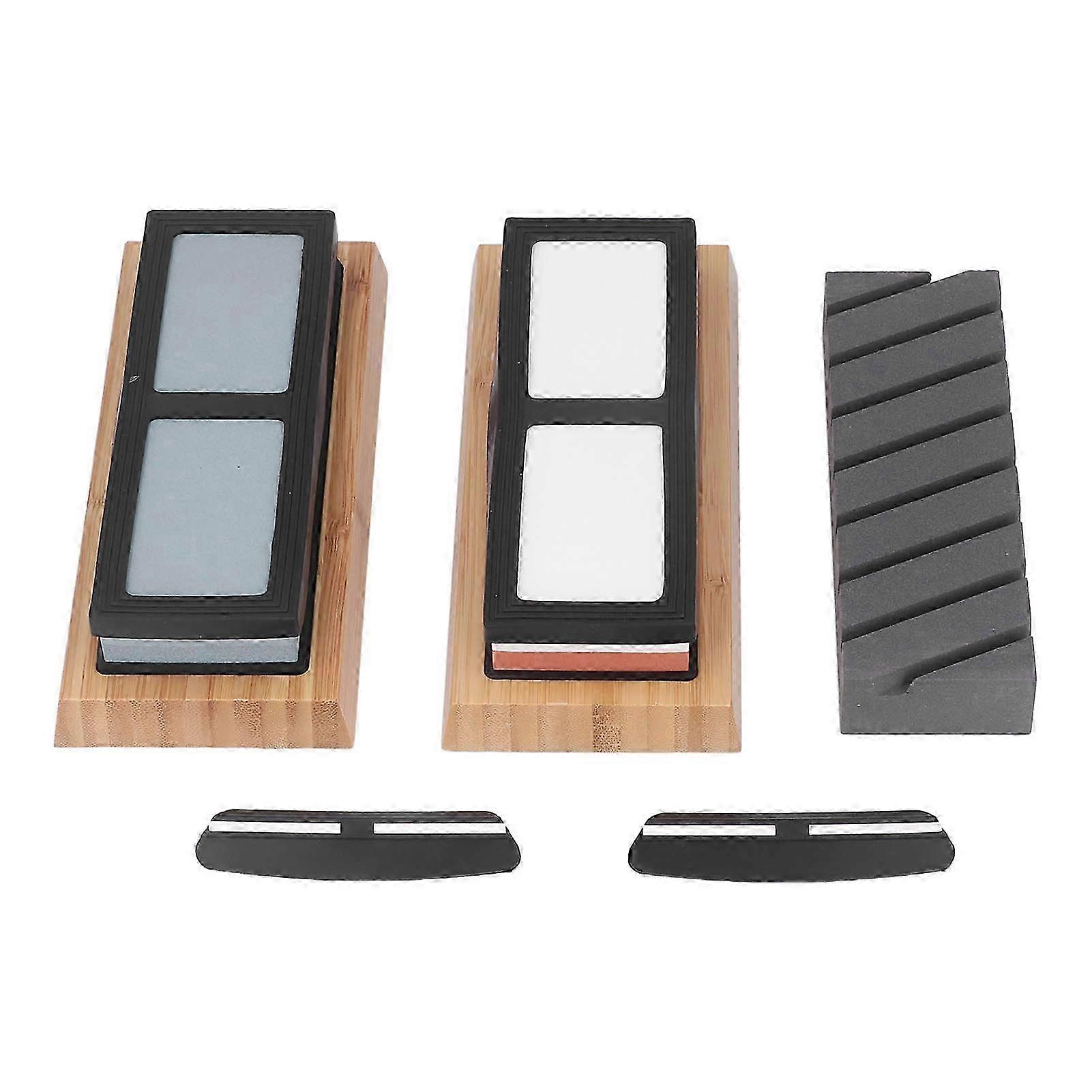 Dual Sided Sharpening Stone Kit Polishing Sharpener Combination Set with Angle Guide Base