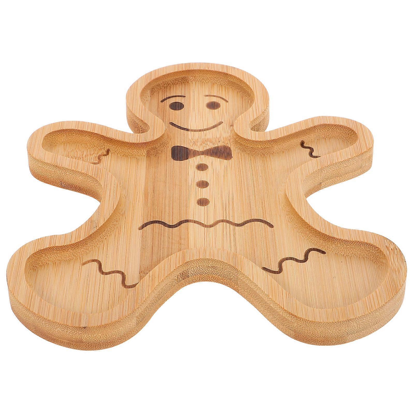 Gingerbread Man Shaped Bamboo Tray For Holiday Gatherings Light .30X18.50X1.50CM Smooth Surface Processing 1Set