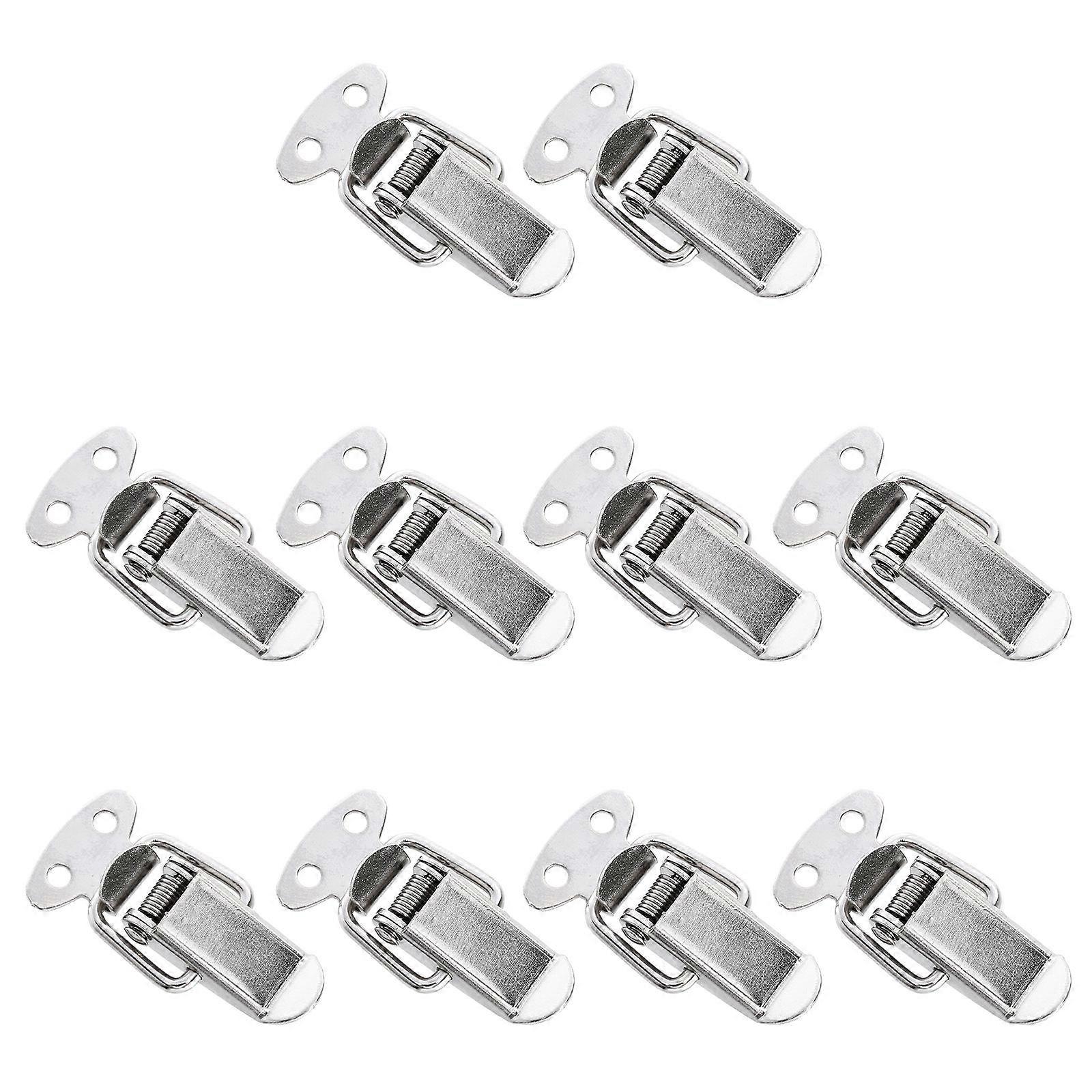 Iron Hasp Lock Cabinet Spring Catch Luggage Toggle Latch Silver 4.60X2.10X1.90Cm Easy Open And Close 10Pcs