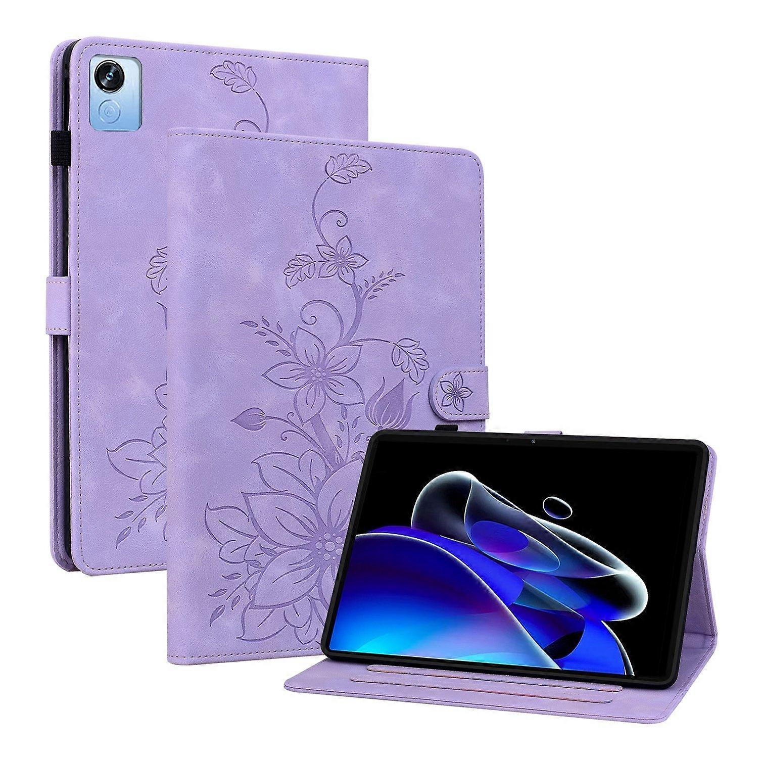 Ανάγλυφη δερμάτινη θήκη για Realme Pad X - Μωβ