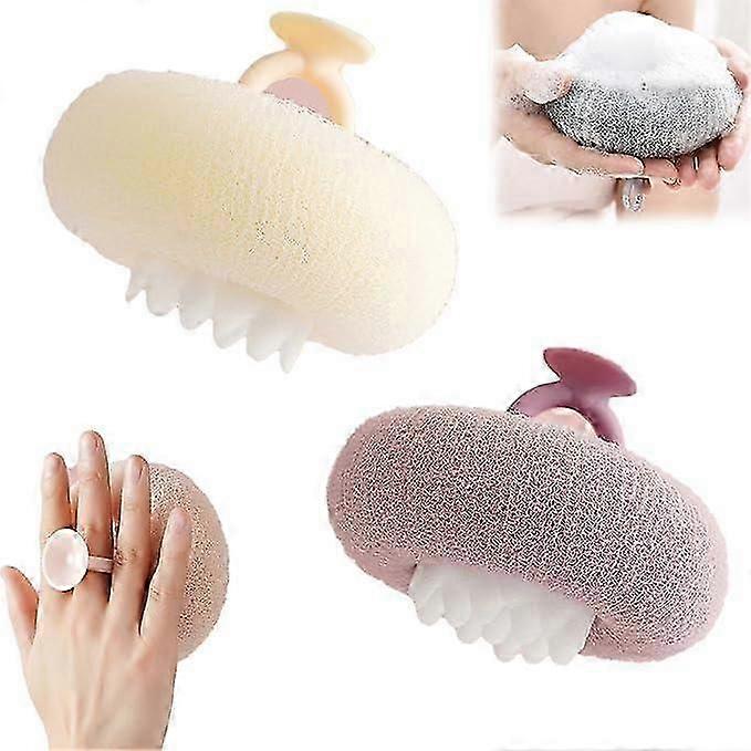 كرة حمام عباد الشمس 2 في 1 ، كرة حمام فائقة النعومة ، فرشاة تنظيف إسفنج الحمام مع كوب الشفط ، إسفنج الحمام للاستحمام